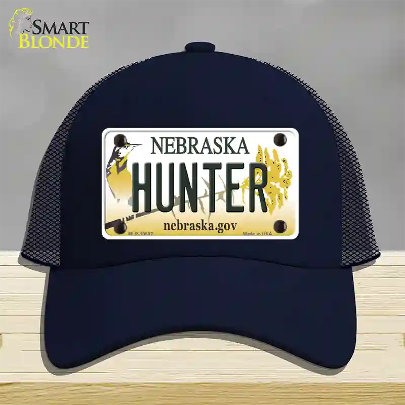 Hunter Nebraska Novelty License Plate Hat Mesh / Navy