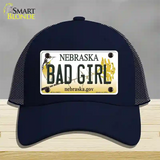 Bad Girl Nebraska Novelty License Plate Hat Mesh / Navy