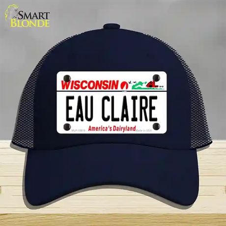 Eau Claire Wisconsin Novelty License Plate Hat Mesh / Navy