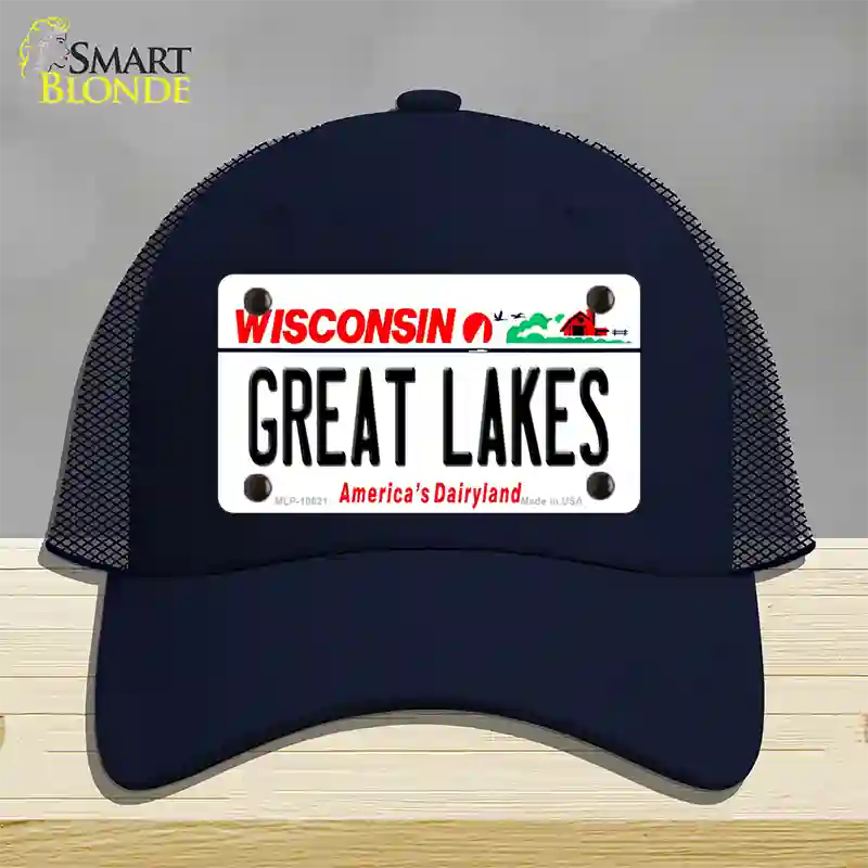 Great Lakes Wisconsin Novelty License Plate Hat Mesh / Navy