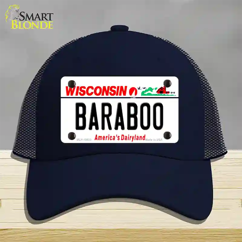 Baraboo Wisconsin Novelty License Plate Hat Mesh / Navy