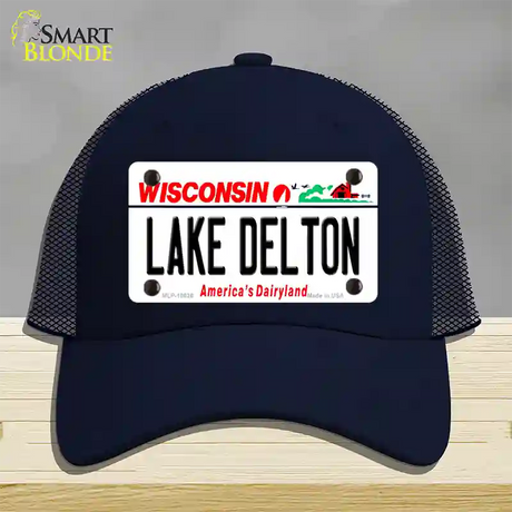 Lake Dalton Wisconsin Novelty License Plate Hat Mesh / Navy