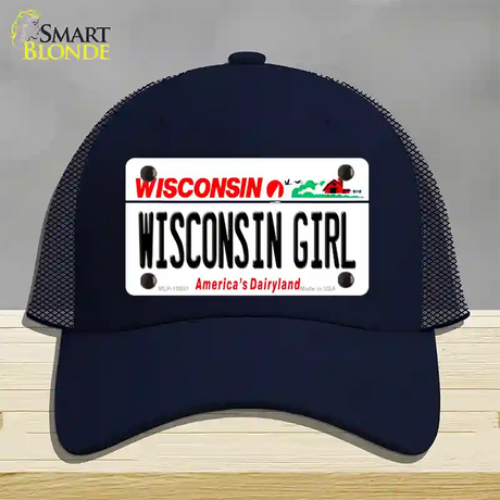 Wisconsin Girl Wisconsin Novelty License Plate Hat Mesh / Navy