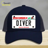 Diver Wisconsin Novelty License Plate Hat Mesh / Navy