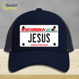 Jesus Wisconsin Novelty License Plate Hat Mesh / Navy