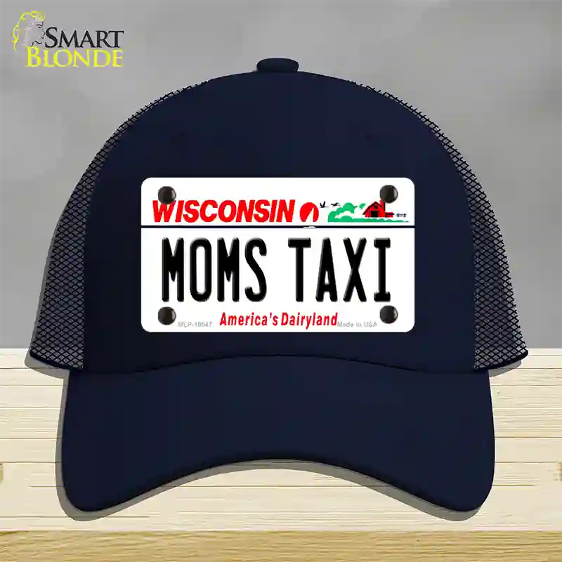 Moms Taxi Wisconsin Novelty License Plate Hat Mesh / Navy