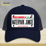 Waterpark Junkie Wisconsin Novelty License Plate Hat Mesh / Navy