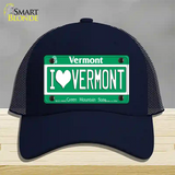 I Love Vermont Novelty License Plate Hat Mesh / Navy