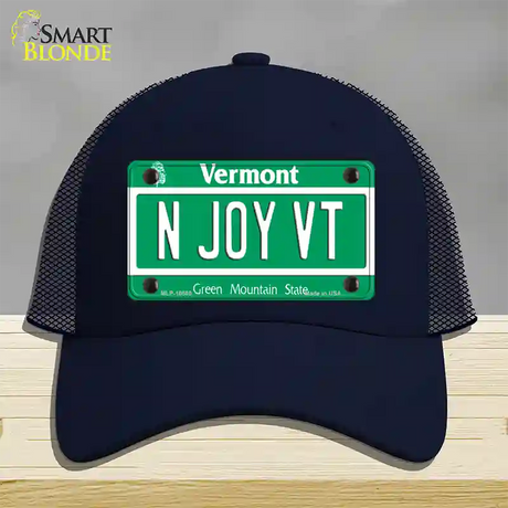 N Joy VT Vermont Novelty License Plate Hat Mesh / Navy