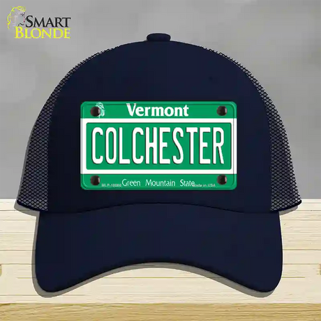 Colchester Vermont Novelty License Plate Hat Mesh / Navy