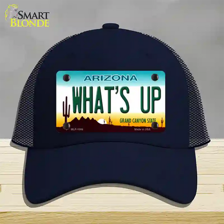 Whats Up Novelty License Plate Hat Mesh / Navy