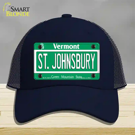 St Johnsbury Vermont Novelty License Plate Hat Mesh / Navy