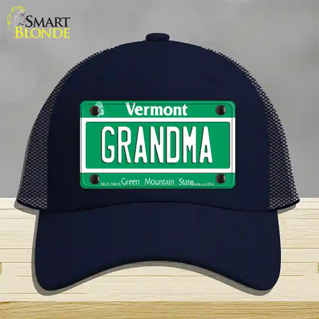 Grandma Vermont Novelty License Plate Hat Mesh / Navy