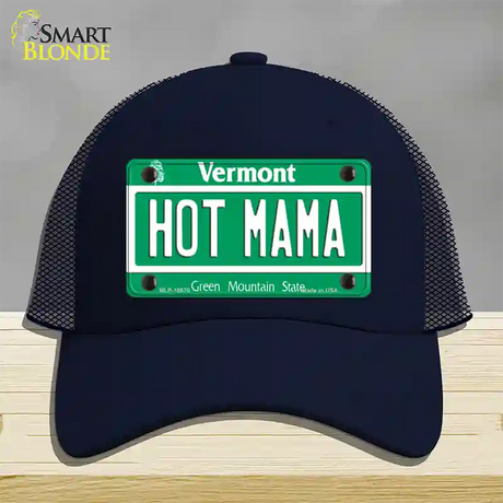 Hot Mama Vermont Novelty License Plate Hat Mesh / Navy