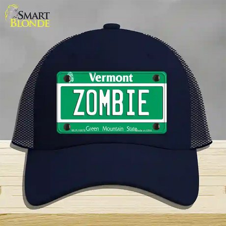 Zombie Vermont Novelty License Plate Hat Mesh / Navy