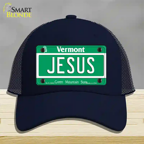 Jesus Vermont Novelty License Plate Hat Mesh / Navy