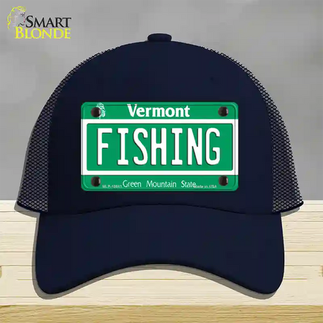 Fishing Vermont Novelty License Plate Hat Mesh / Navy