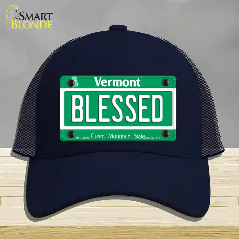 Blessed Vermont Novelty License Plate Hat Mesh / Navy