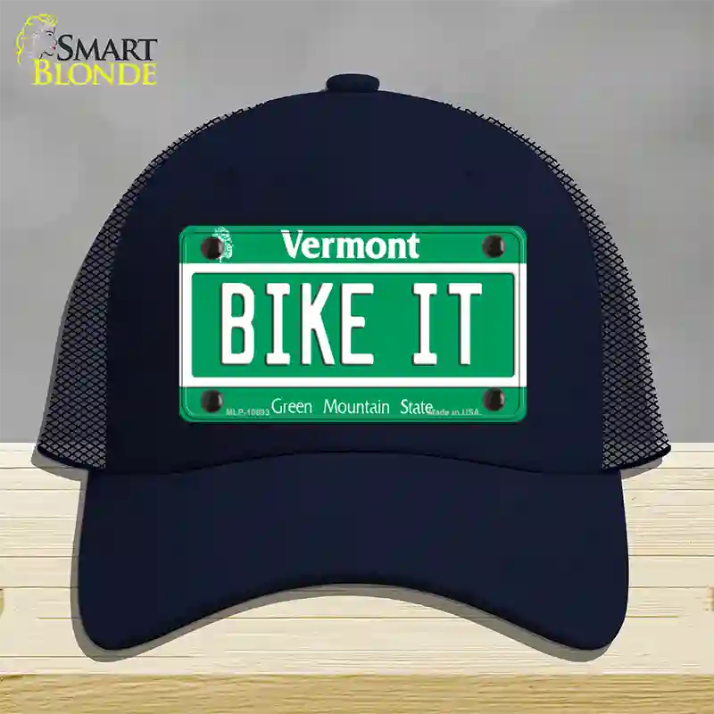 Bike It Vermont Novelty License Plate Hat Mesh / Navy