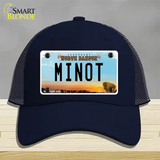 Minot North Dakota Novelty License Plate Hat Mesh / Navy