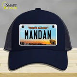 Mandan North Dakota Novelty License Plate Hat Mesh / Navy