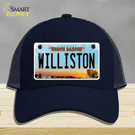 Williston North Dakota Novelty License Plate Hat Mesh / Navy