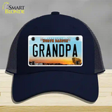 Grandpa North Dakota Novelty License Plate Hat Mesh / Navy