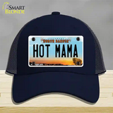 Hot Mama North Dakota Novelty License Plate Hat Mesh / Navy