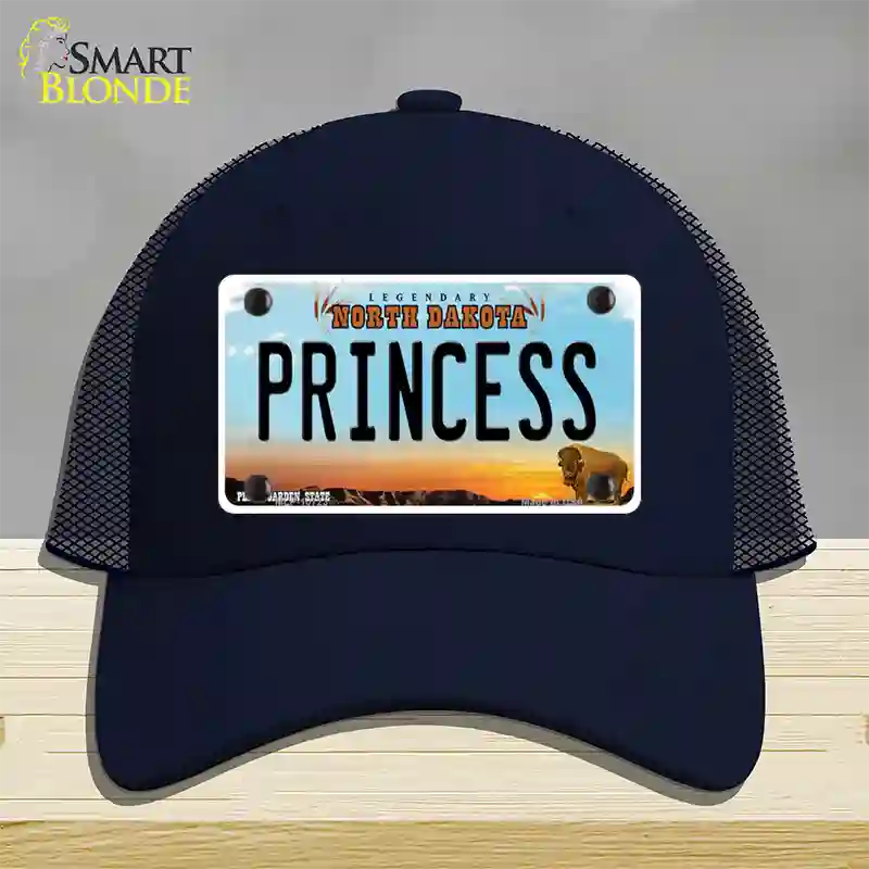 Princess North Dakota Novelty License Plate Hat Mesh / Navy