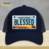 Blessed North Dakota Novelty License Plate Hat Mesh / Navy