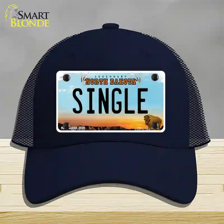 Single North Dakota Novelty License Plate Hat Mesh / Navy