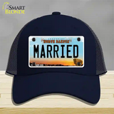 Married North Dakota Novelty License Plate Hat Mesh / Navy