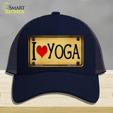 I Heart Yoga Novelty License Plate Hat Mesh / Navy