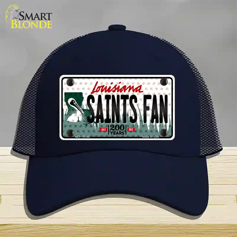 Saints Fan Louisiana Novelty License Plate Hat Mesh / Navy