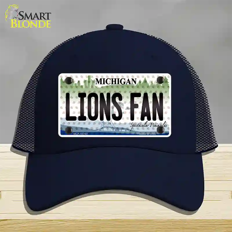 Lions Fan Michigan Novelty License Plate Hat Mesh / Navy