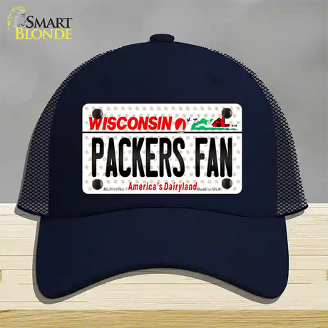 Packers Fan Wisconsin Novelty License Plate Hat Mesh / Navy