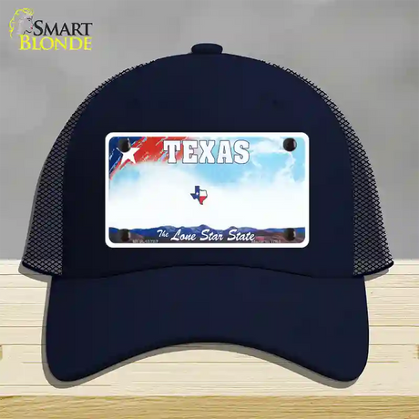 Texas New State Novelty License Plate Hat Mesh / Navy