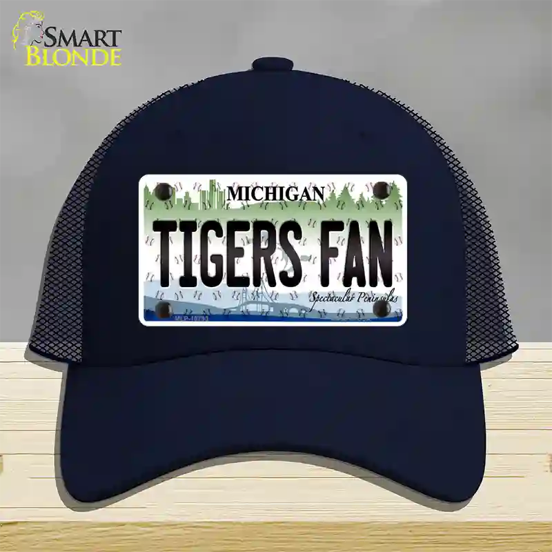 Tigers Fan Michigan Novelty License Plate Hat Mesh / Navy