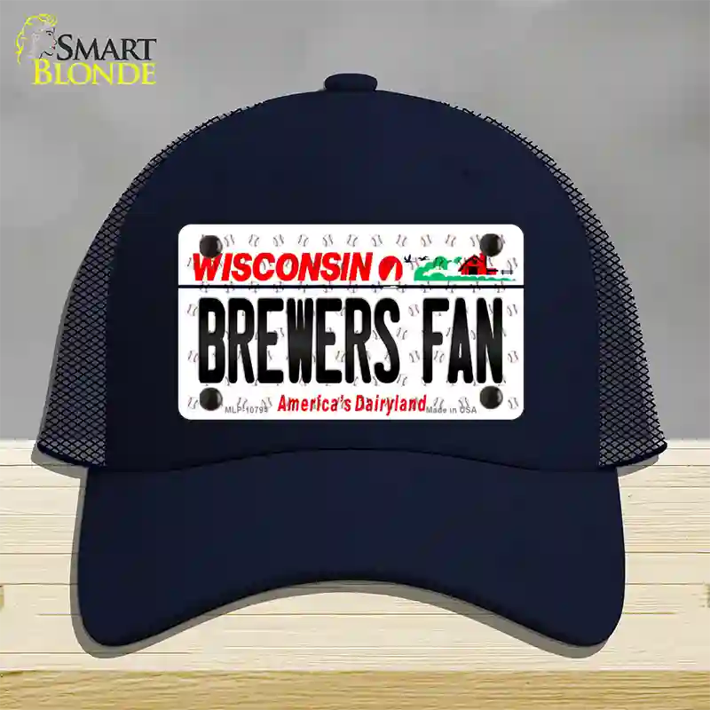 Brewers Fan Wisconsin Novelty License Plate Hat Mesh / Navy