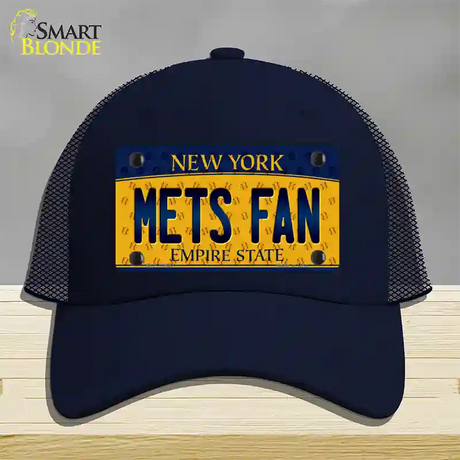 Mets Fan New York Novelty License Plate Hat Mesh / Navy