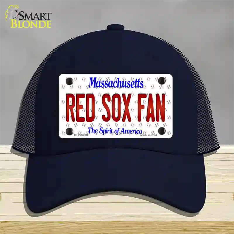 Red Sox Fan Massachusetts Novelty License Plate Hat Mesh / Navy