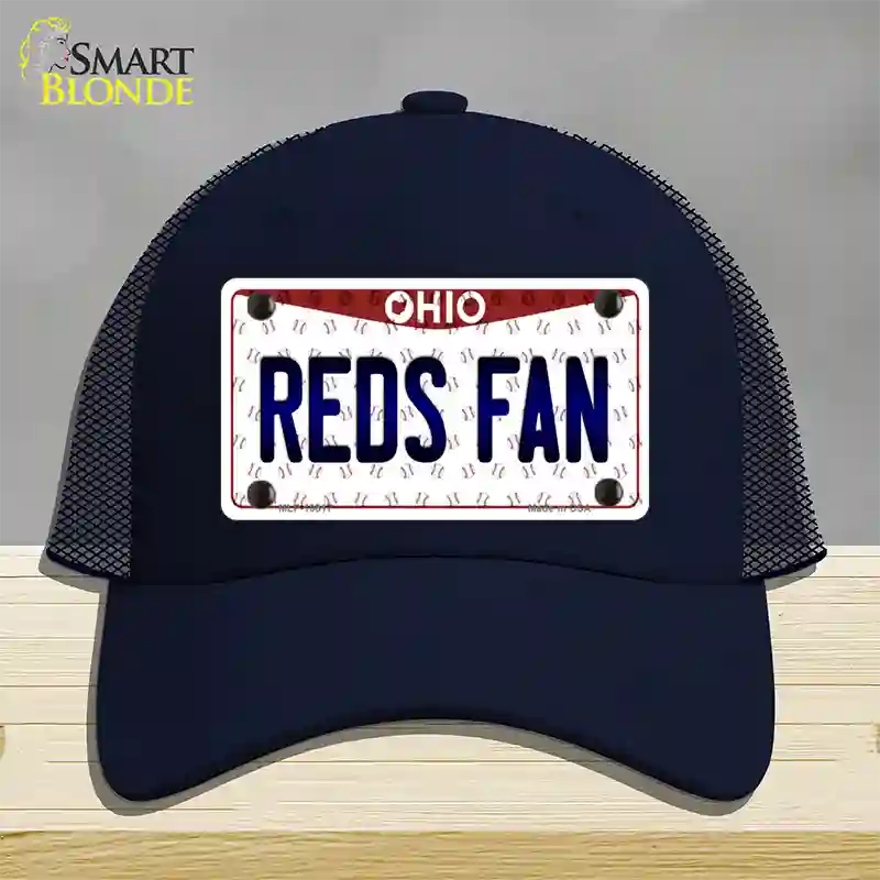 Reds Fan Ohio Novelty License Plate Hat Mesh / Navy