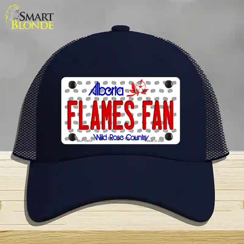 Flames Fan Alberta Novelty License Plate Hat Mesh / Navy