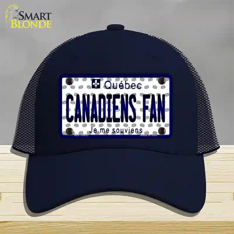 Canadiens Fan Quebec Novelty License Plate Hat Mesh / Navy