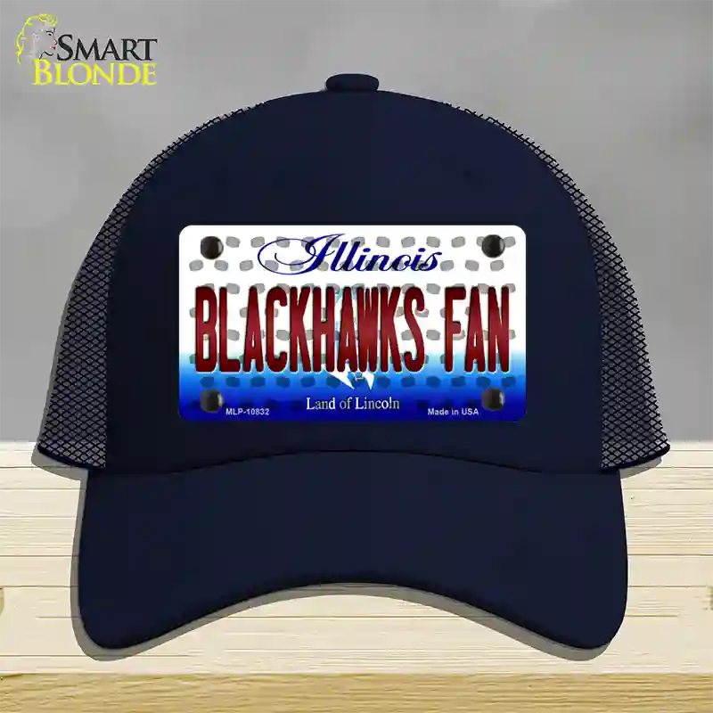 Blackhawks Fan Illinois Novelty License Plate Hat Mesh / Navy