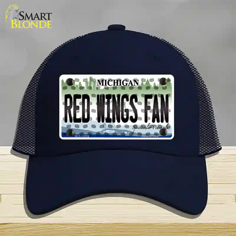 Red Wings Fan Michigan Novelty License Plate Hat Mesh / Navy