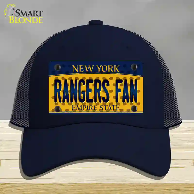 Rangers Fan New York Novelty License Plate Hat Mesh / Navy