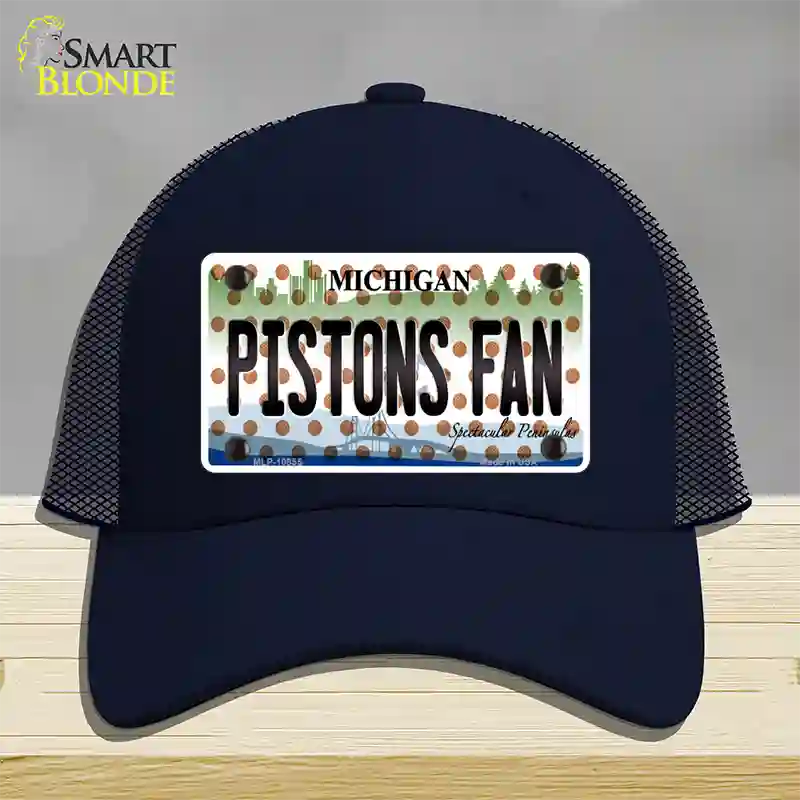 Pistons Fan Michigan Novelty License Plate Hat Mesh / Navy