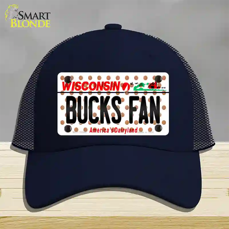 Bucks Fan Wisconsin Novelty License Plate Hat Mesh / Navy