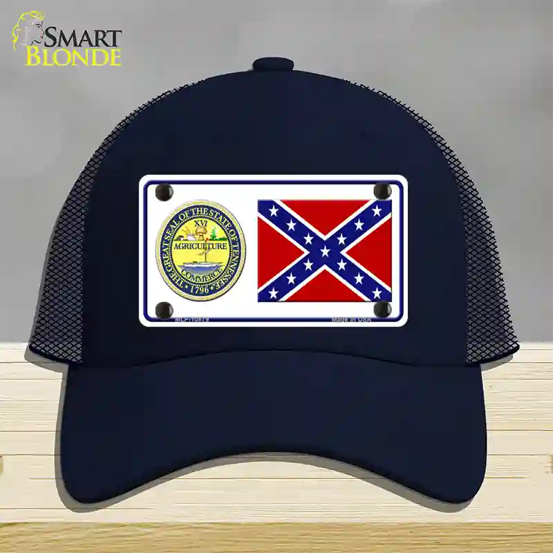 Confederate Flag Tennessee Seal Novelty License Plate Hat Mesh / Navy